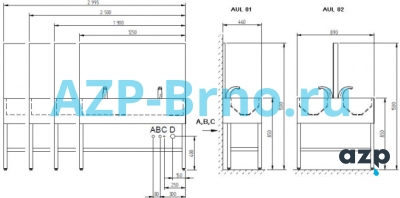 Мойка желоб напольная AUL 01 AZP Brno Чехия (фото, схема)